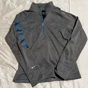 Ariat Tek Women’s Charcoal Gray Quarter-Zip with Blue Accents Small